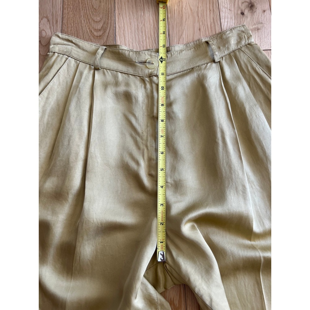 VTG Genny 2 Piece Sleeveless 100% Silk Pant Suit Yellow Made in Italy Size US 4 - Picture 9 of 15